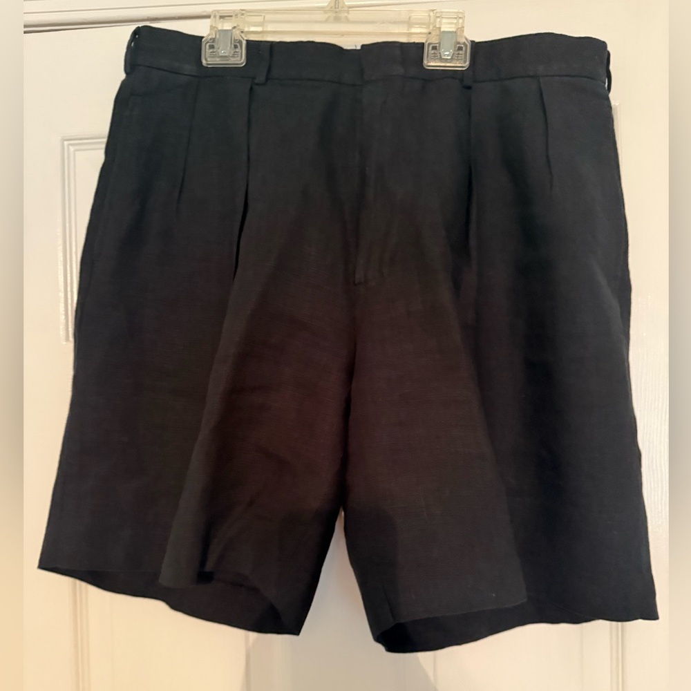 Polo by Ralph Lauren Men's Black Flat Front  Linen Shorts